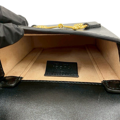 Gucci Horsebit 1955 Calf Leather Mini Shoulder Bag/Pochette/Sacoche In Black 179-7