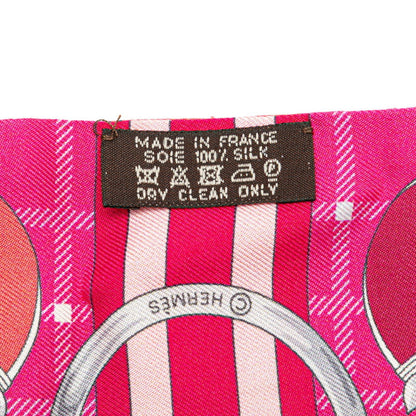 Hermes Herms Twilly Panoplie Equestre Equestrian Gear Scarf/Muffler In Pink Multicolored Silk