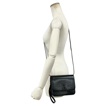 Balenciaga B Shoulder Bag Leather 592898 Black