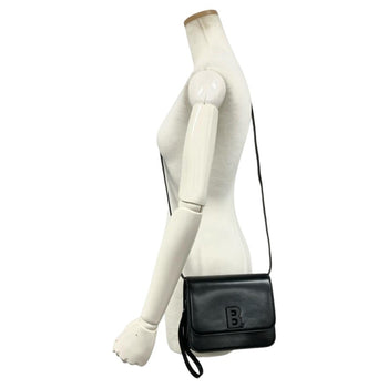 Balenciaga B Shoulder Bag Leather 592898 Black