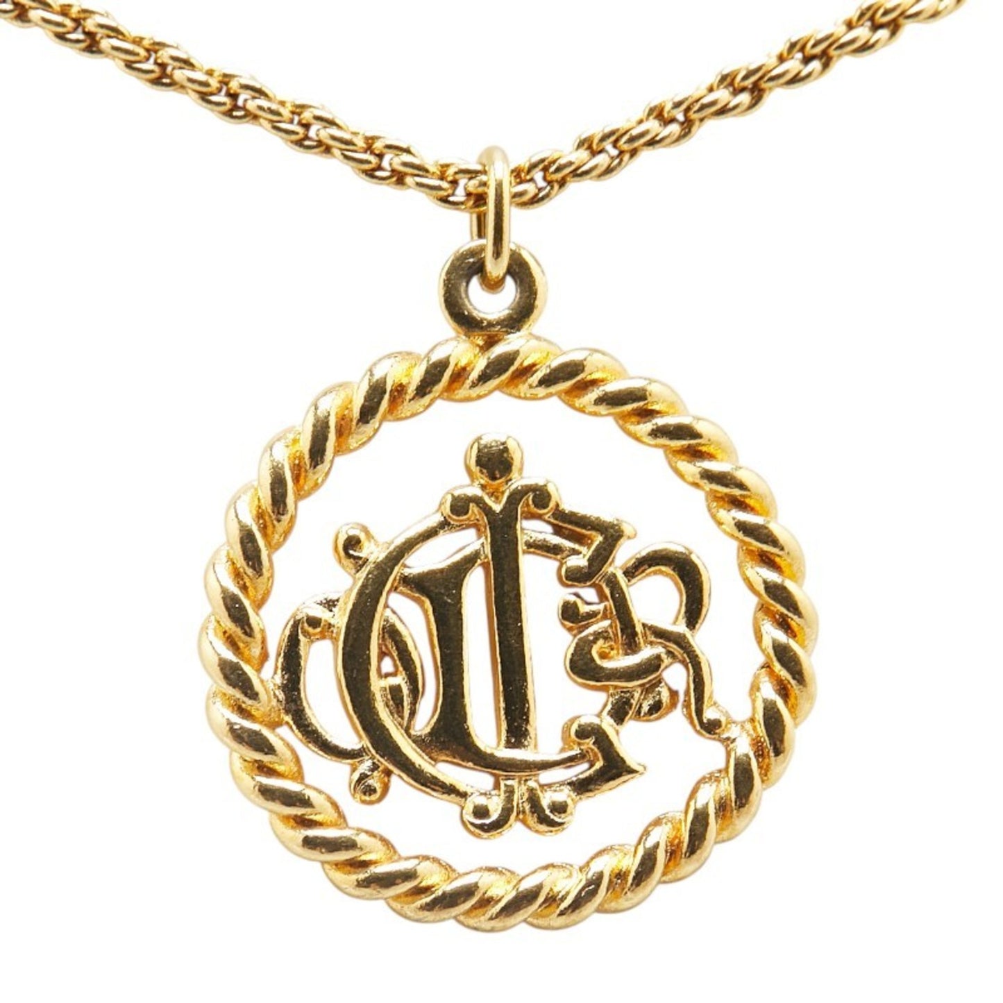 Christian Dior Dior Vintage Logo Necklace Gold Plated