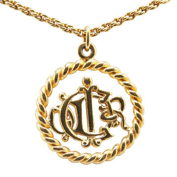 Christian Dior Dior Vintage Logo Necklace Gold Plated