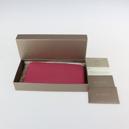 Bvlgari Bulgari Long Wallet 286311 Leather Heather Amethyst Pink Series Gold Hardware Round Zipper