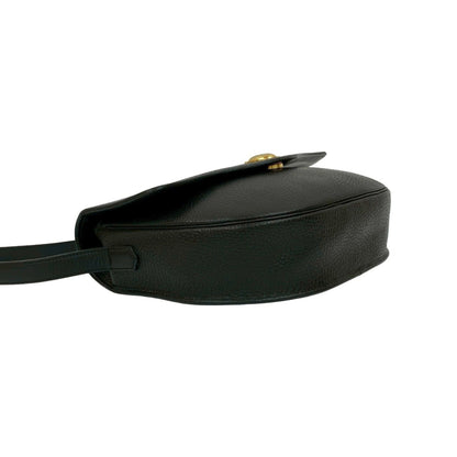Christian Dior Cd Logo Hardware Leather Genuine Shoulder Bag Pochette Sacoche Black 37002