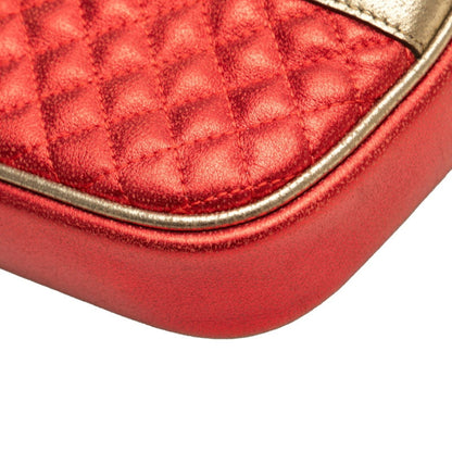 Gucci Laminated Quilted Clutch Bag/Second Bag 540985 Red Green Gold Leather