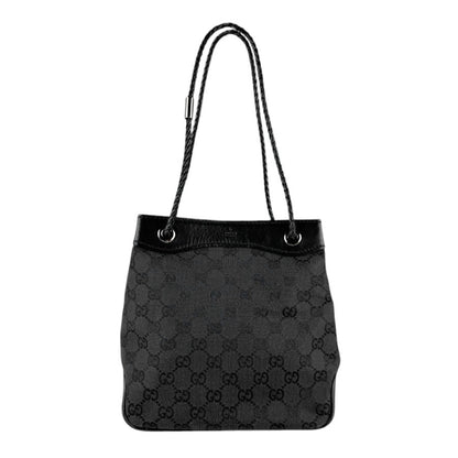 Gucci Shoulder Bag Gg Canvas Leather Black