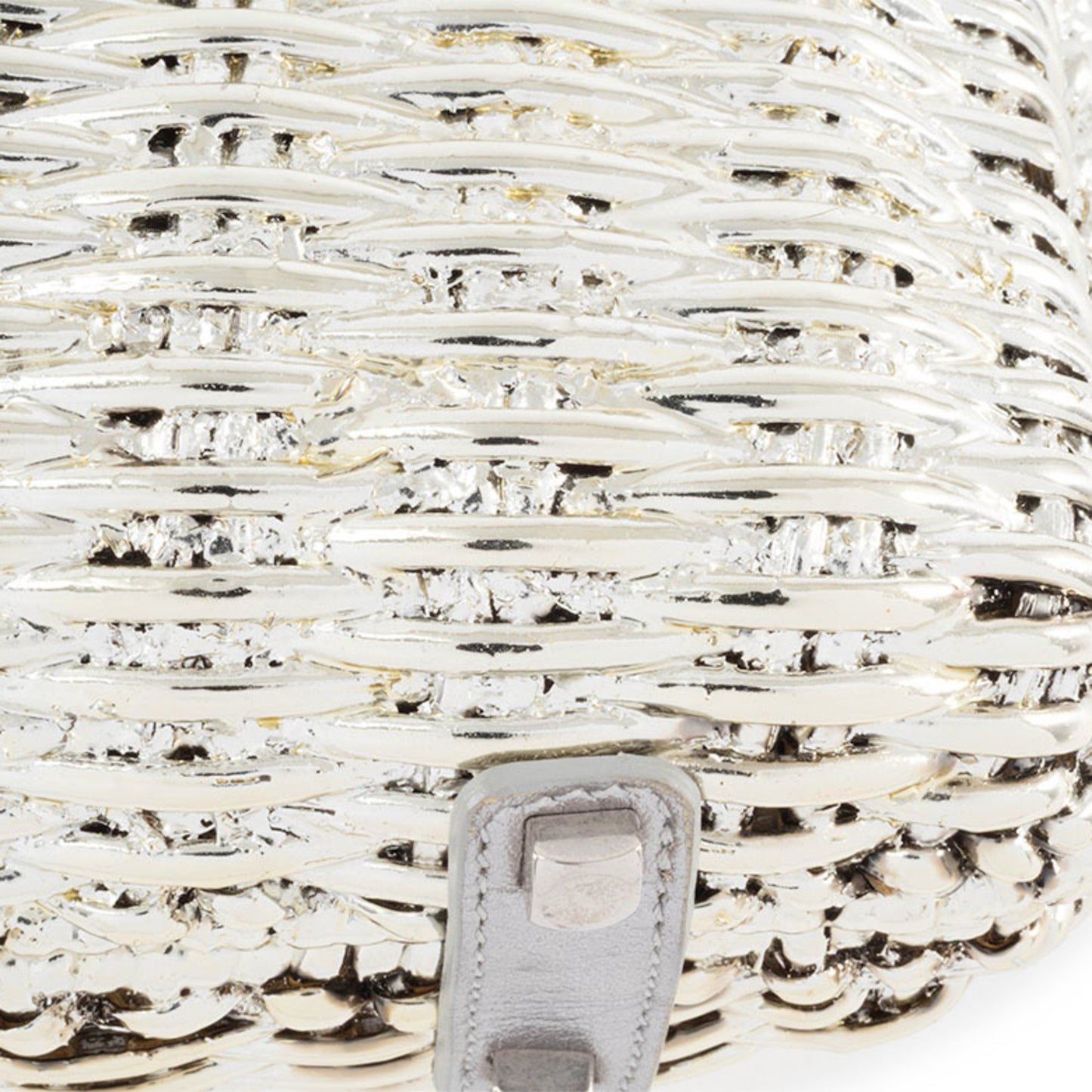 Salvatore Ferragamo Gancini Handbag In Silver Rattan