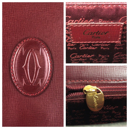 Cartier Must Line Bordeaux Gold Hardware Leather Shoulder Bag Pochette