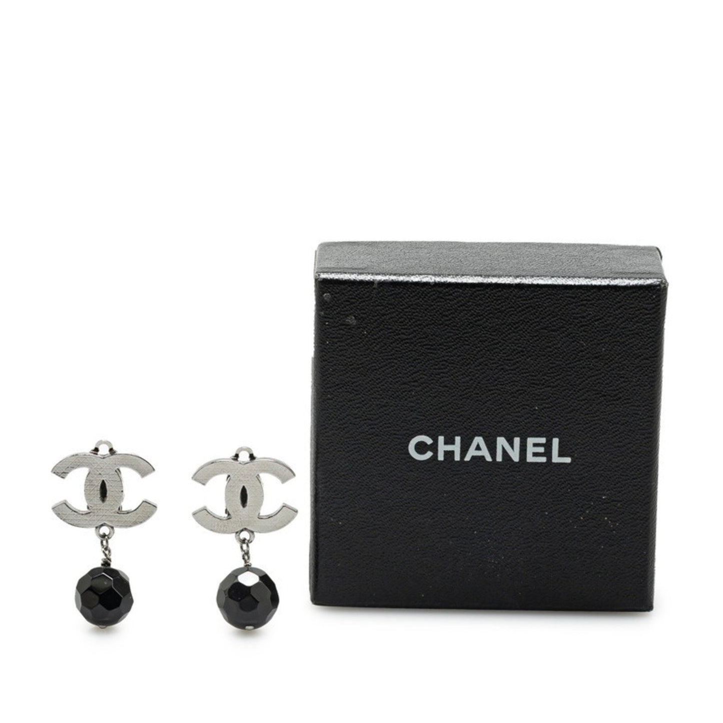 Chanel Coco Mark Swing Earrings In Silver