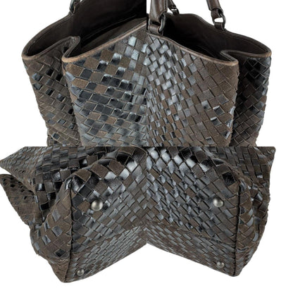 Bottega Veneta Handbag Shoulder Bag Intrecciato Leather Brown X Black