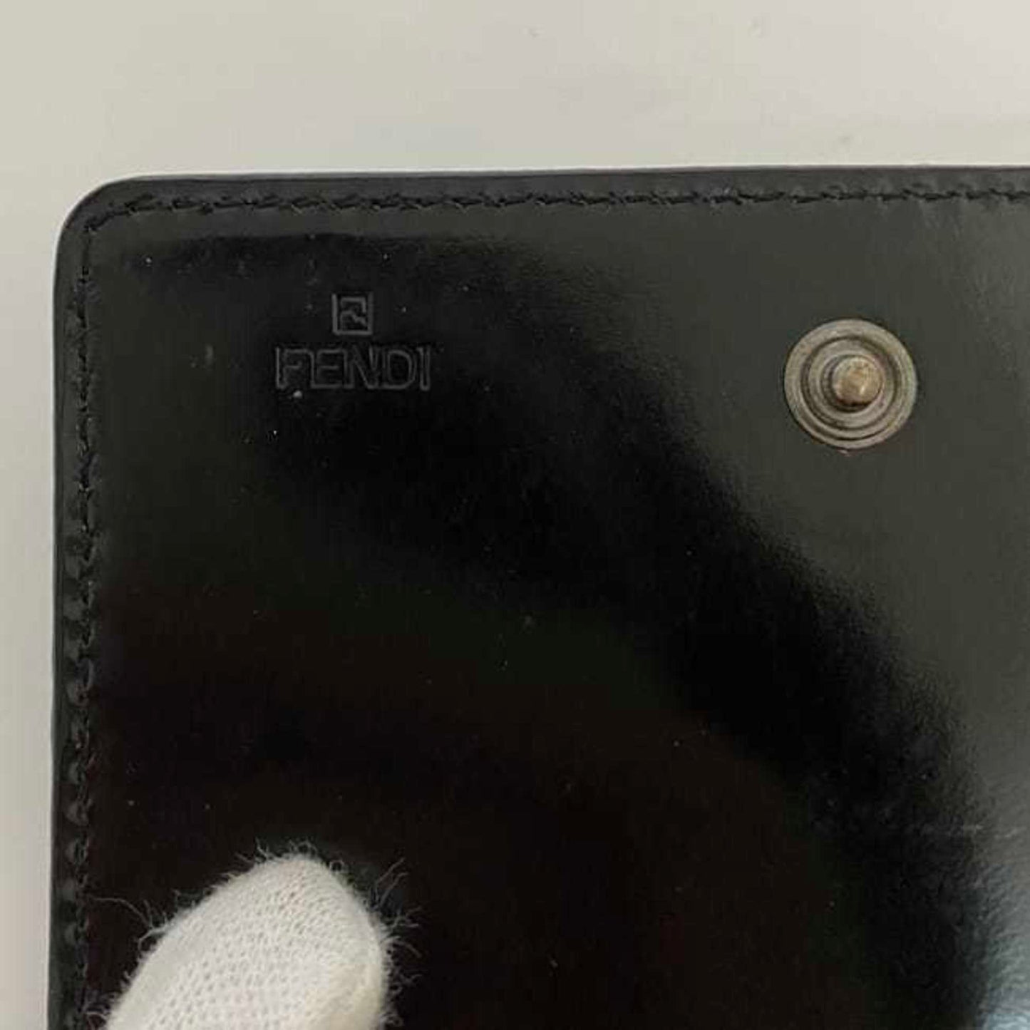 Fendi Card Case Ec-22688 Black Micro Zucca 7M0040 Business Holder Patent Leather 000Xh3 F0Xb8 Fendi