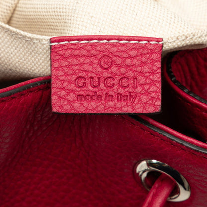 Gucci Bamboo Backpack 387149 Red Leather
