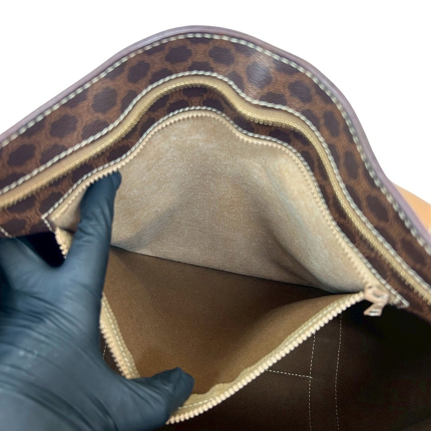 Celine Vintage Macadam Blason Triomphe Logo Leather Tote Bag