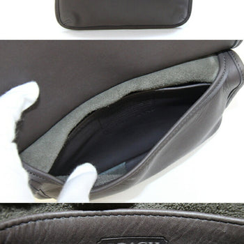 Coach Shoulder Bag 9142 Charcoal Brown Leather Pochette Crossbody Old