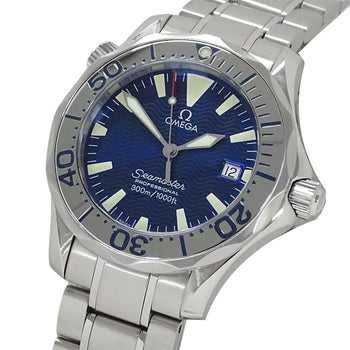 Omega Seamaster 2263.80 Wristwatch Boys Brand 300M Date Quartz Qz Stainless Steel Ss Silver Blue