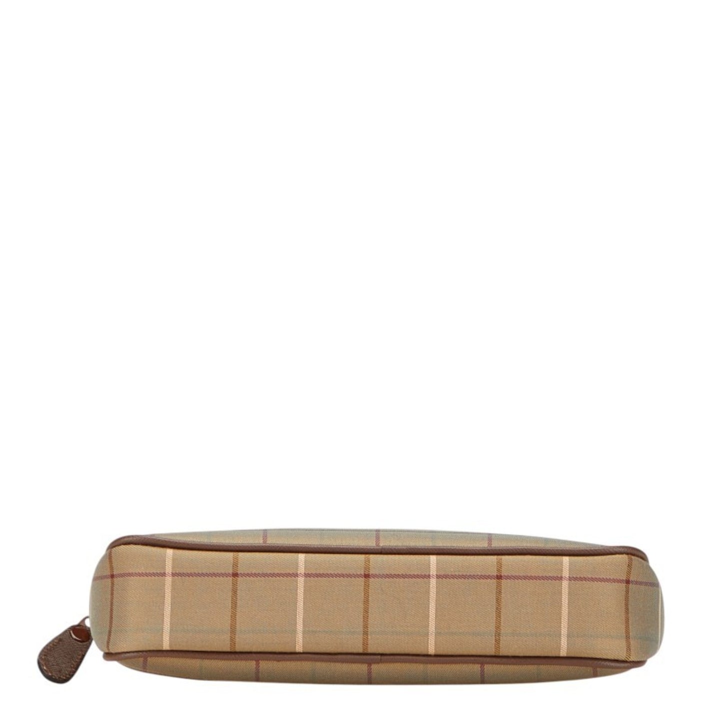 Burberry Check Clutch Bag Khaki Green Brown Canvas Leather