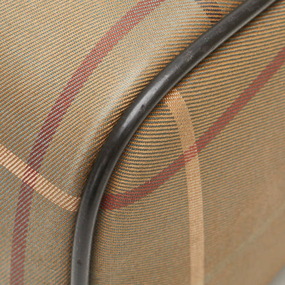 Burberry Check Shadow Horse Handbag Mini Boston Bag Khaki Brown Canvas Leather