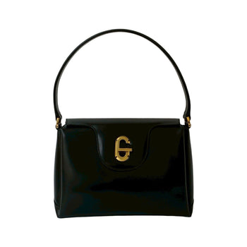 Gucci Old Gucci G Logo Turnlock Hardware Calfskin Leather Handbag In Black 804-4