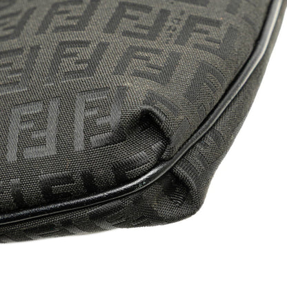 Fendi Zucchino Shoulder Bag 8Bt075 Black Canvas Leather
