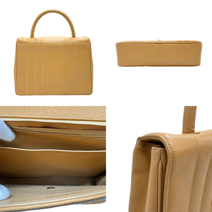 Chanel Handbag Caviar Skin Leather Beige Gold