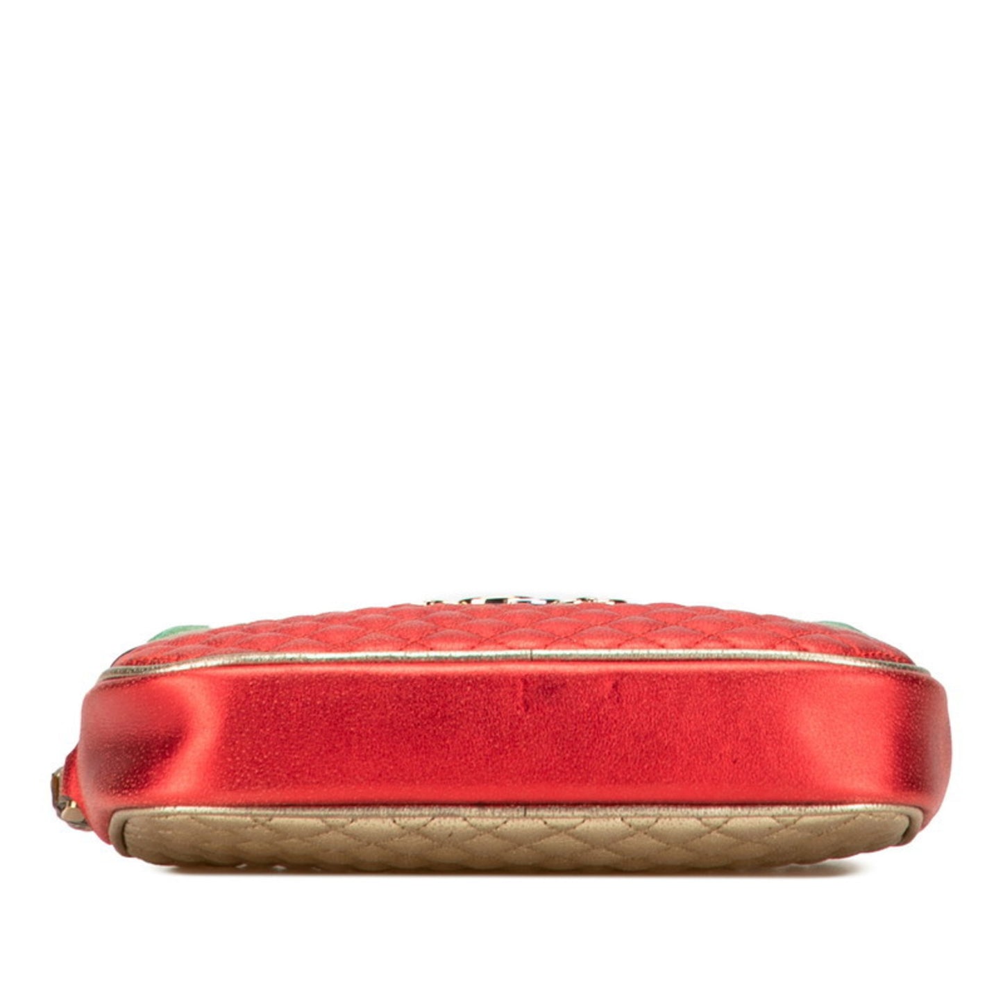 Gucci Laminated Quilted Clutch Bag/Second Bag 540985 Red Green Gold Leather