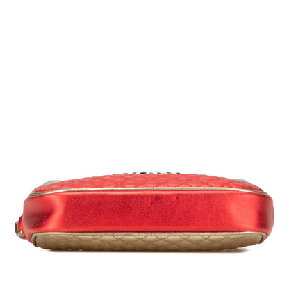 Gucci Laminated Quilted Clutch Bag/Second Bag 540985 Red Green Gold Leather