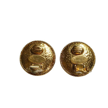 Chanel Vintage Faux Pearl Circle Clip Earrings