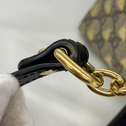 Gucci Gg Supreme Bee Shoulder Bag 498156 Leather Brown Black