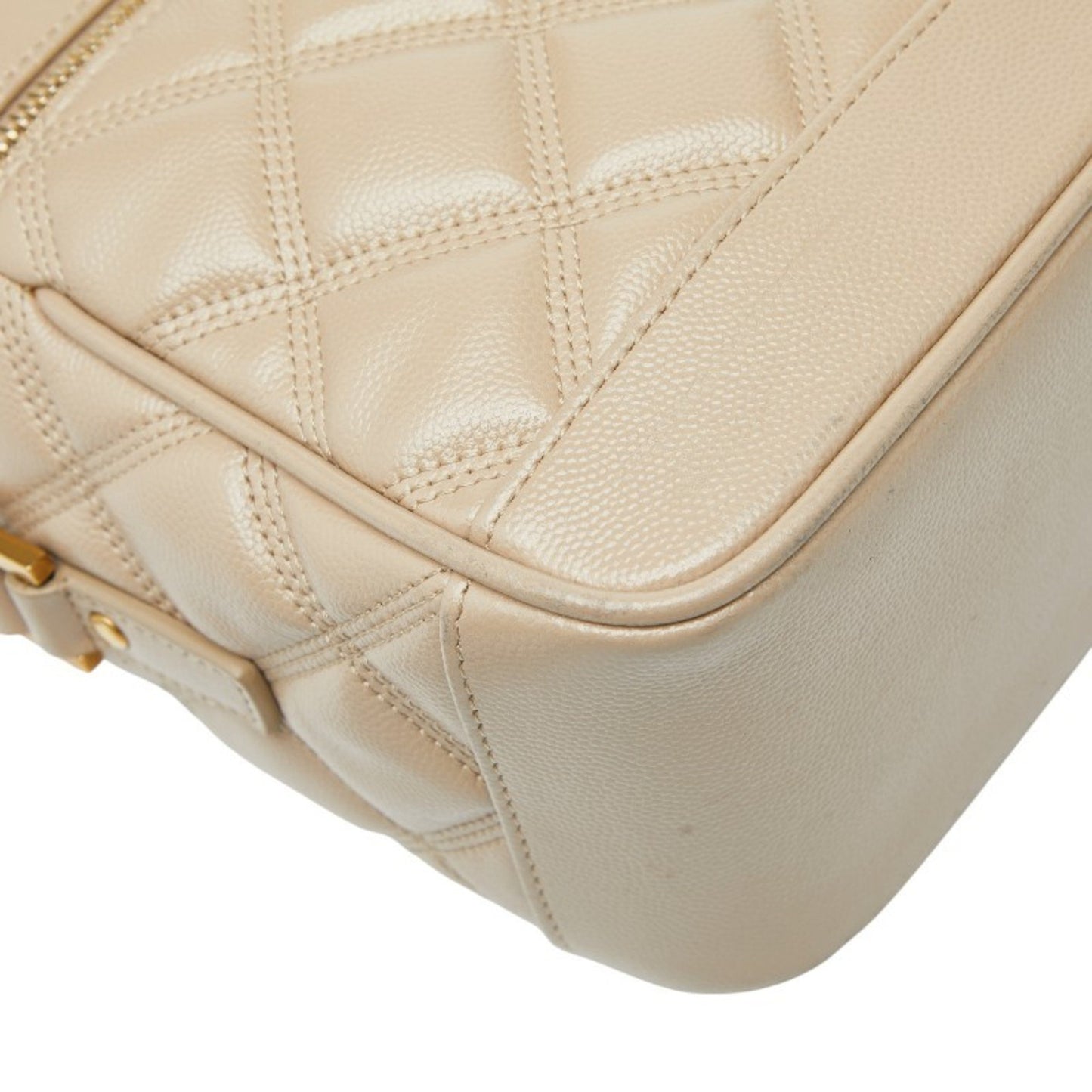 Saint Laurent 80'S Vanity Bag Shoulder Beige Leather
