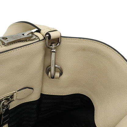 Prada Prada Triangle Handbag Tote Bag Shoulder Leather Light Beige Bn2619