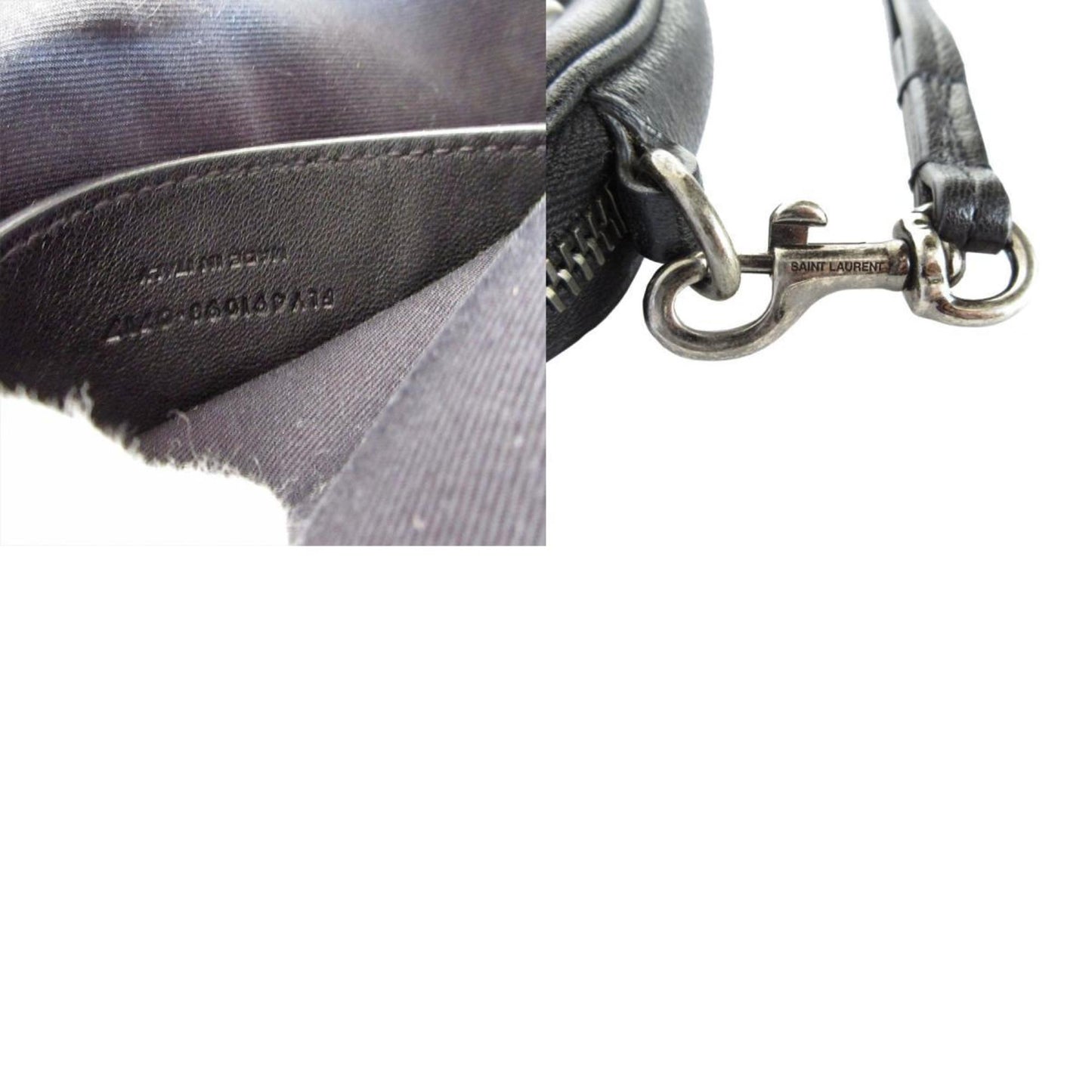 Saint Laurent Saint Laurent Clutch Bag Heart Motif Leather Suede Black Blue