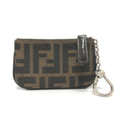 Fendi Zucca Coin Purse Brown Silverhardware