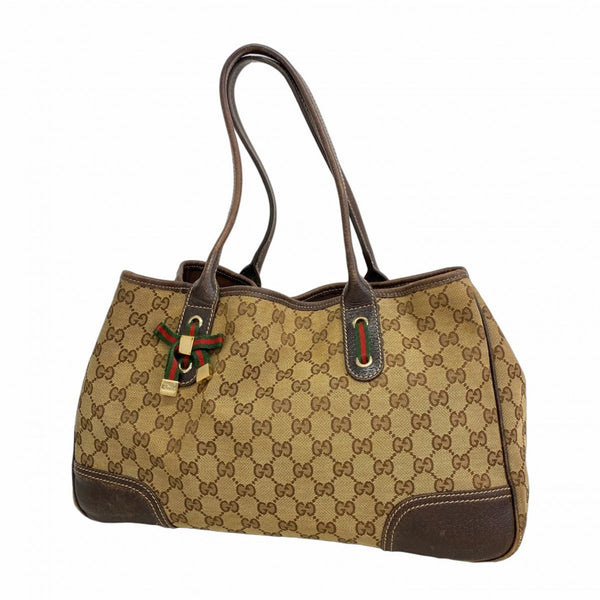 Gucci Gg Canvas Princess Tote Bag 163805 Brown Champagne
