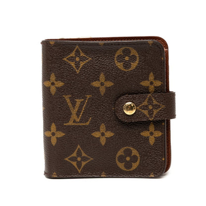 Louis Vuitton Monogram Compact Zip Bifold Wallet M61667 Brown Leather