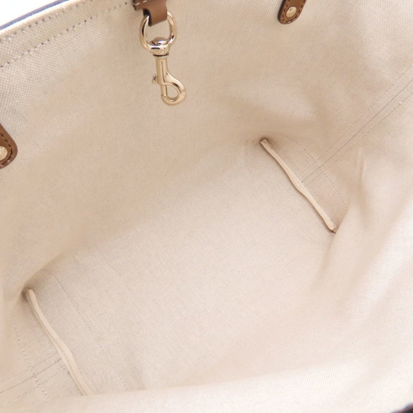 Gucci 247209 Tote Bag Gg Canvas X Leather Beige Brown