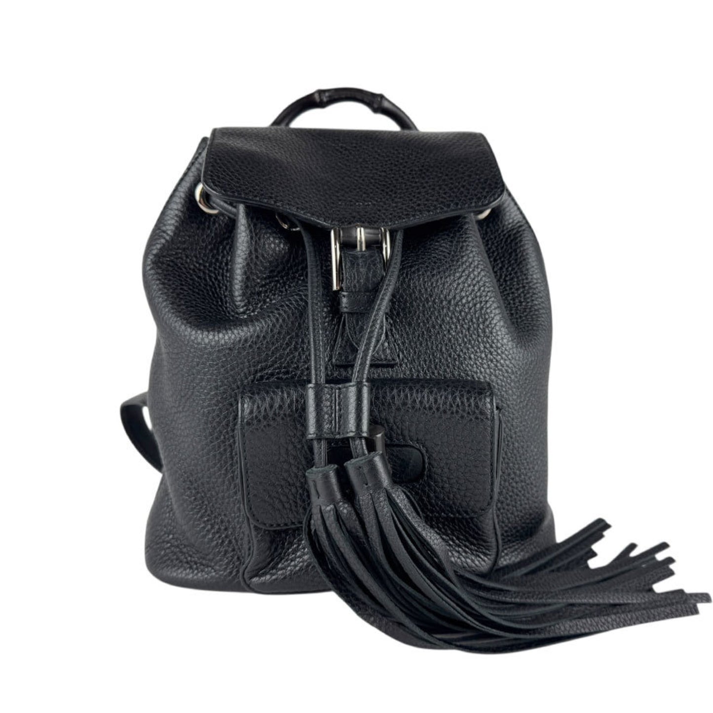 Gucci Bamboo Leather Backpack In Black
