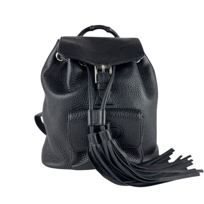 Gucci Bamboo Leather Backpack In Black