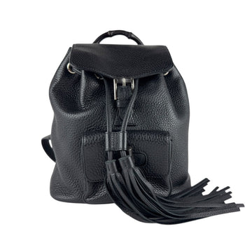 Gucci Bamboo Leather Backpack In Black