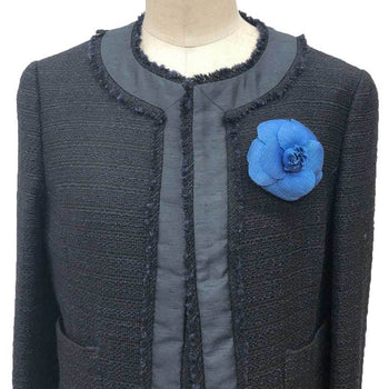 Chanel Camellia Corsage Brooch Blue Chanel