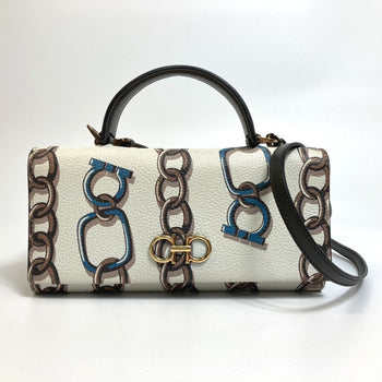 Salvatore Ferragamo 2Way Shoulder Bag Hand Bag Whitebased Goldhardware