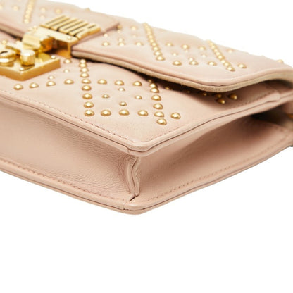 Christian Dior Dior Cannage Stud Chain Wallet Shoulder Bag In Pink Leather