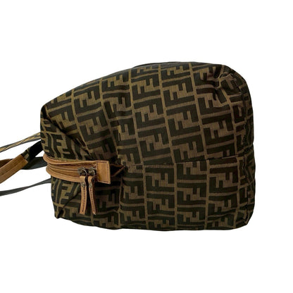 Fendi Zucca Ff Pattern Leather And Nylon Tote Bag/Boston Bag