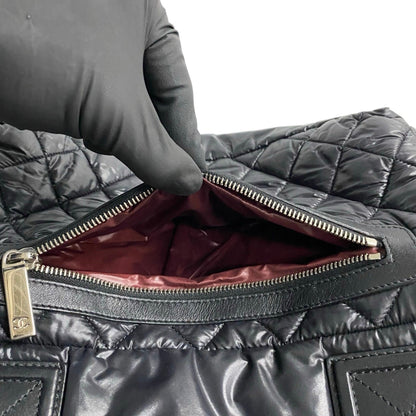 Chanel Coco Cocoon Mark Nylon Handbag Mini Tote Bag Black 22798
