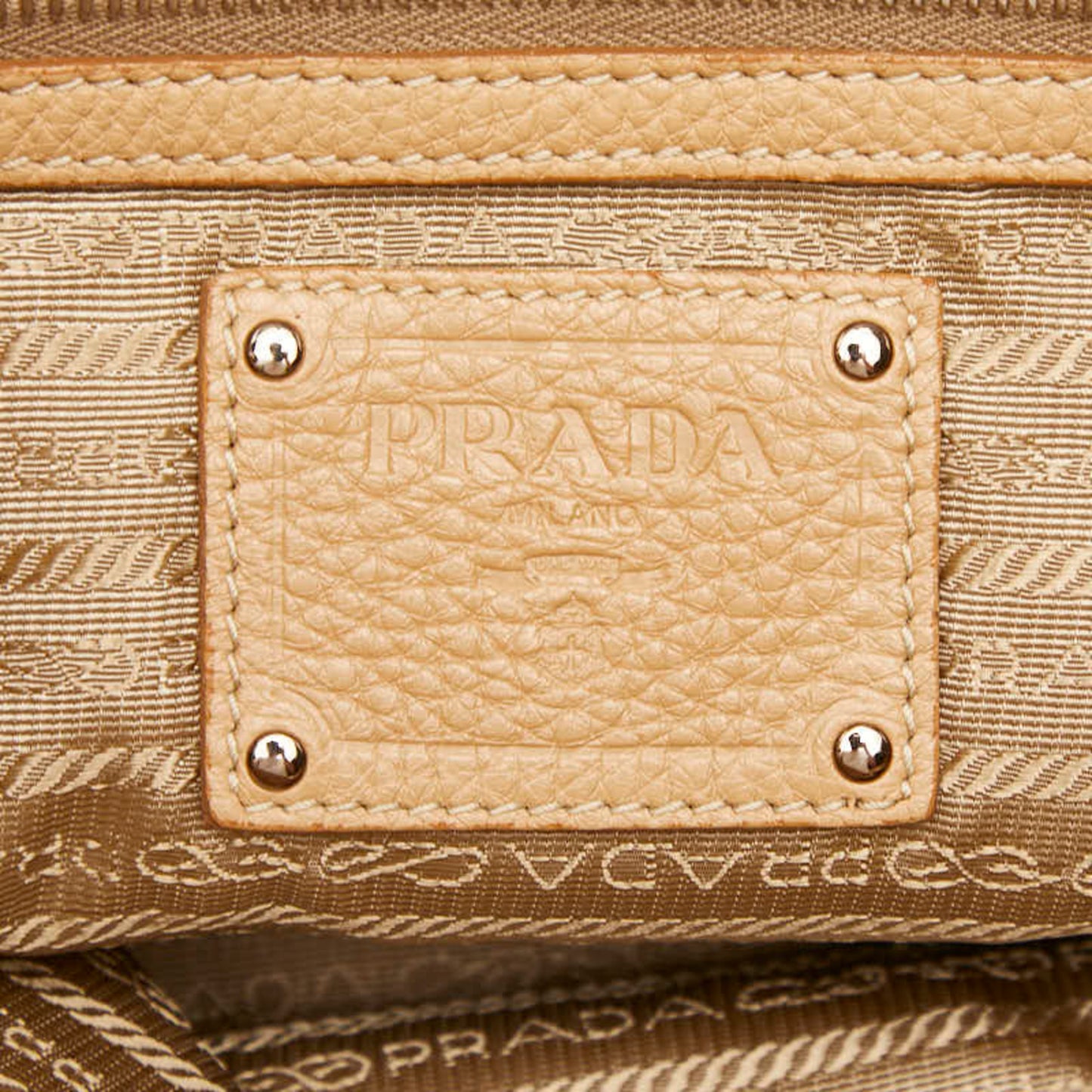 Prada Handbag Bn1713 Beige Leather