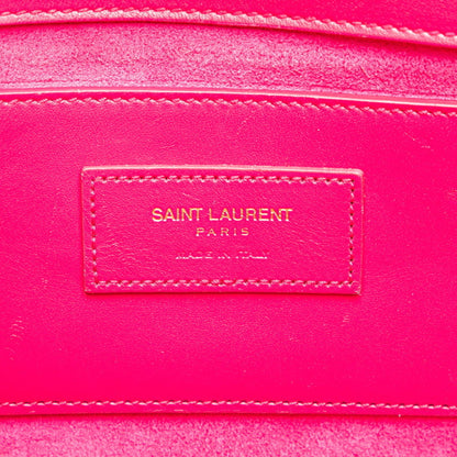 Saint Laurent Logo Tassel Chain Shoulder Bag In Pink Leather