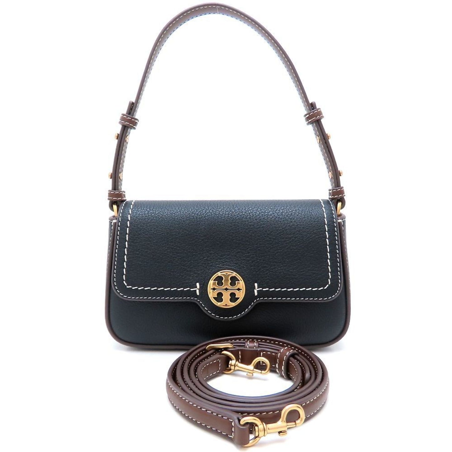 Tory Burch Felix Mini Flap Shoulder Bag In Black Leather