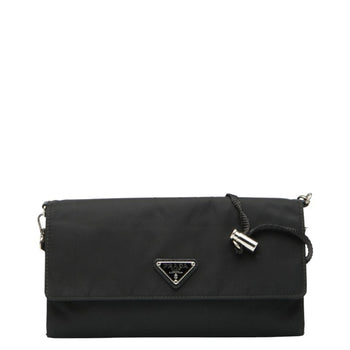 Prada Triangle Logo Plate Long Wallet Bag 1N1351 Black Nylon
