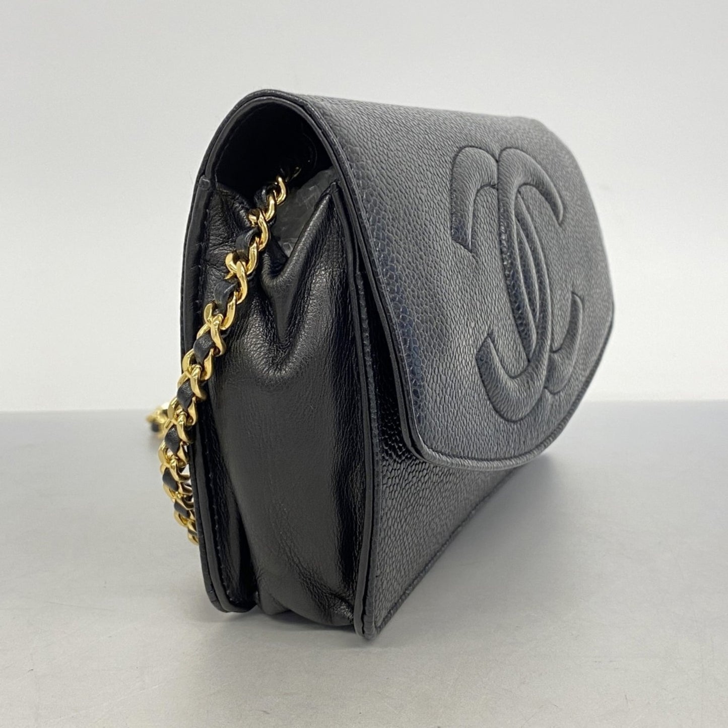 Chanel Shoulder Wallet Chain Caviar Skin Black