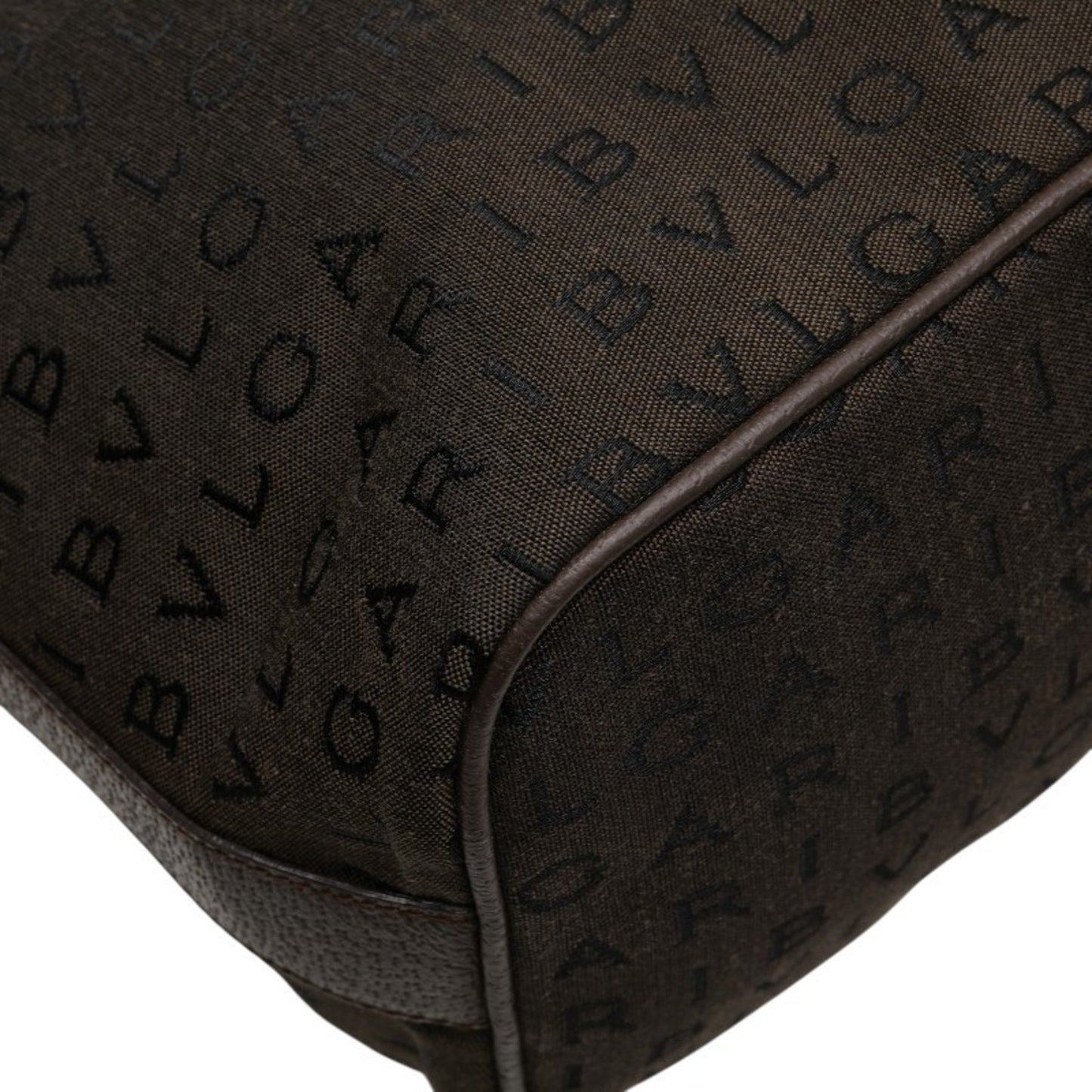 Bvlgari Logomania One-Shoulder Bag Handbag Brown Canvas Leather