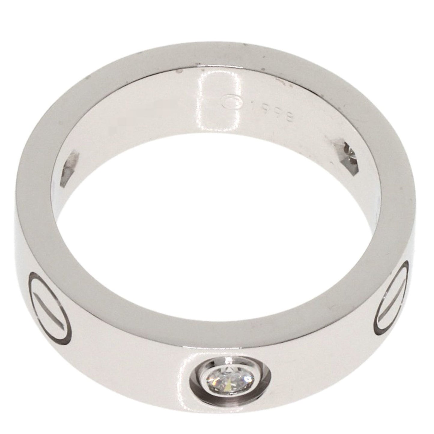 Cartier Love Ring 3P Diamond #52 18K White Gold